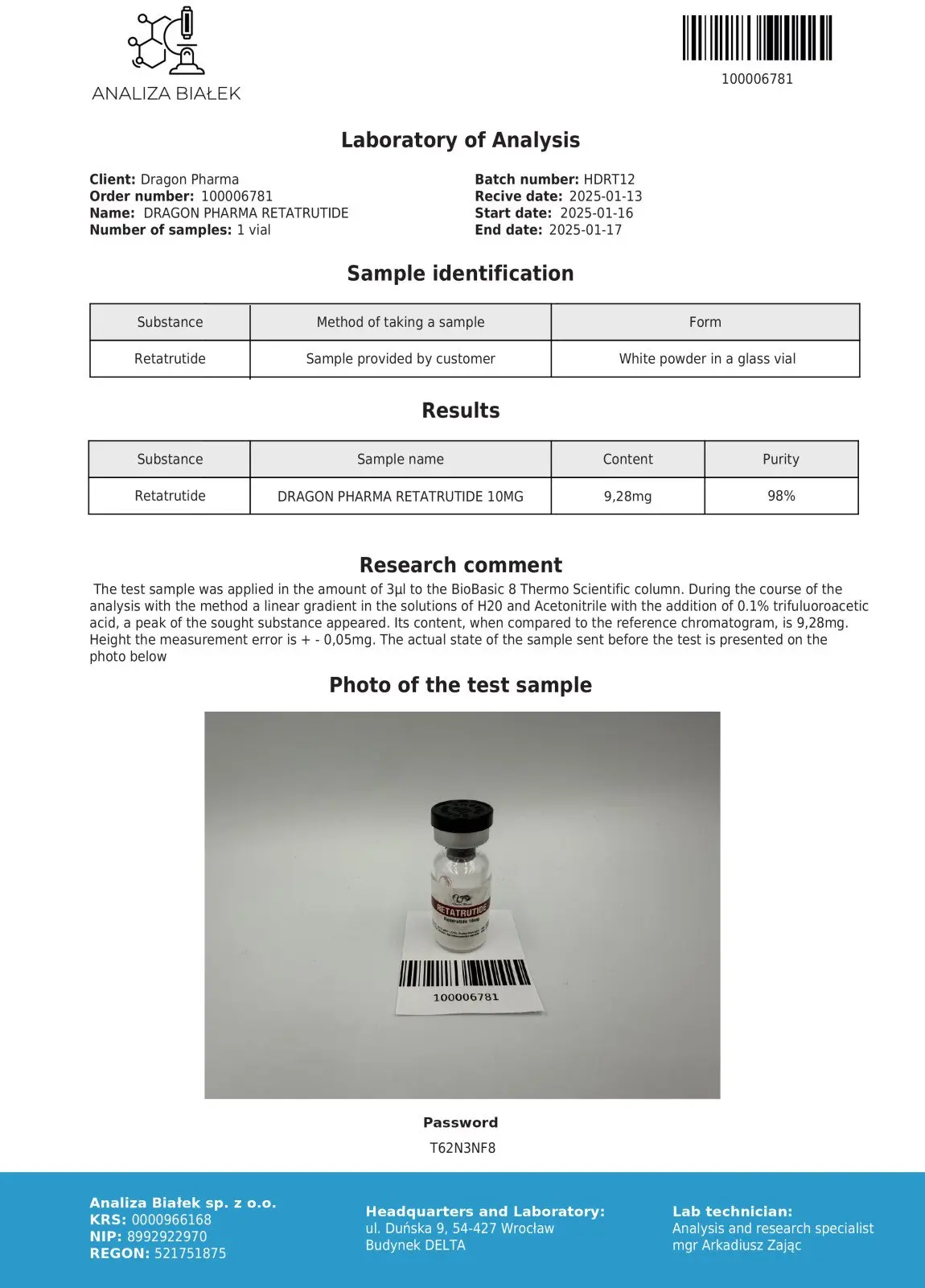 Dragon Pharma Retatrutide Lab-Tested for Quality and Purity